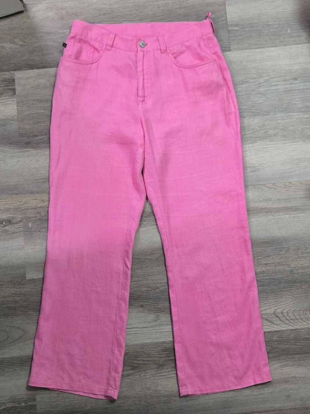 Vintage Ralph Lauren Women's Pink 100% Linen Wide Leg Pants Size 6 Y2K 90s